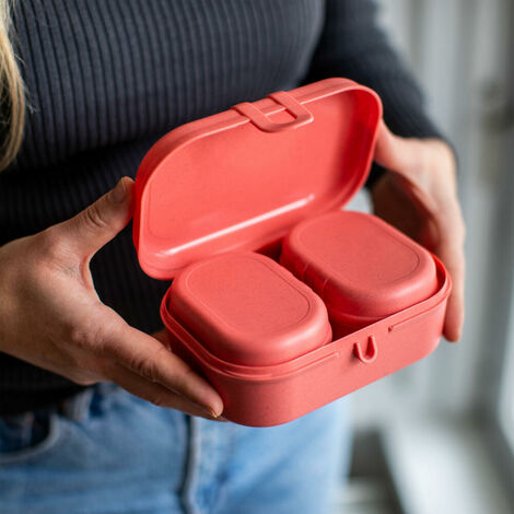 Koziol Lunchbox-Set 3-tlg. Pascal Ready Mini, Brotdosen, Kunststoff, Nature  Coral, 7151704