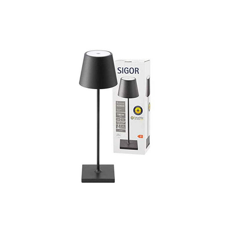SIGOR Sigor Akku-Tischleuchte NUINDIE 380mm nachtschwarz rund (4501001)