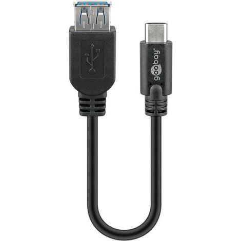 goobay USB 3.0 SuperSpeed cable USB-C™, black, 0.2 m - USB 3.0 jack (Type A)