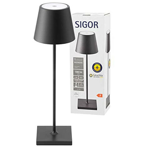 SIGOR Sigor Akku-Tischleuchte NUINDIE 380mm nachtschwarz rund (4501001)