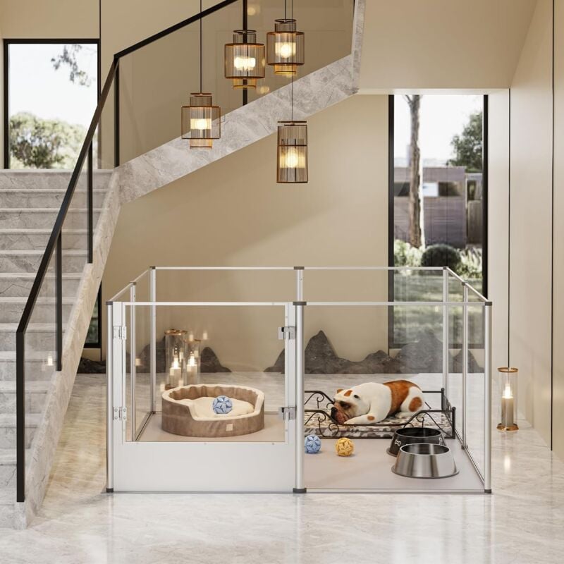 Acryl Welpenlaufstall 60cm Hoch - Klarer Hunde-Spielplatz Für Innen