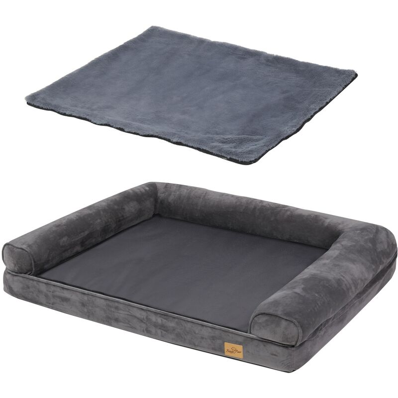 BingoPaw Orthopdisches Grosse Hunde Hundebett, Waschbar Flauschig  Hundesofa Hundekorb mit Schaumkissen - rutschfest Hundebetten Grau XL  120x90 cm