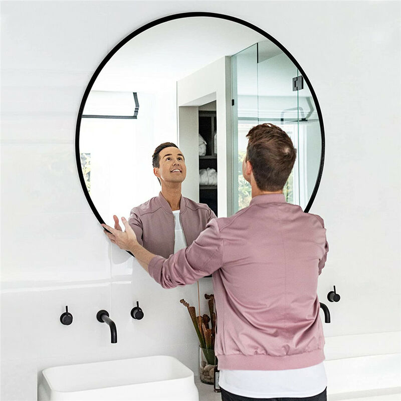 Rund Spiegel 80cm, Wandspiegel schwarz Badspiegel Schminkspiegel für Bad,  Ankleidezimmer, Wohnzimmer