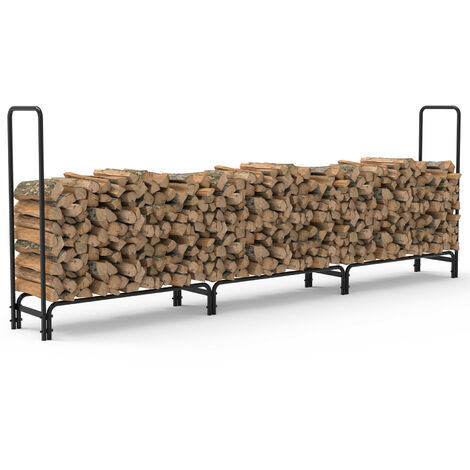 Kaminholzregal Aussen aus Metall, 345x117x35 cm extra breit Brennholzregal Feuerholzregal Stapelhilfe für outdoor und indoor, bis 408kg