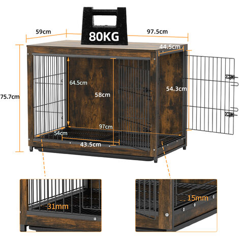 Große Hundebox Als Möbelstück – Mit Tischplatte & Schubladen, 102,9x59,2x89,9 Cm