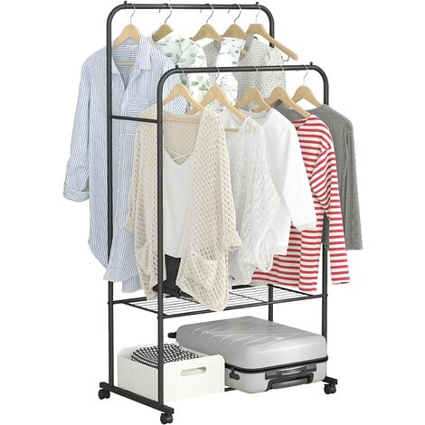 SLEEPING LAMB Kleiderständer Mit Rollen – Stabil Bis 54 Kg, Schwarz | 142 Cm Hoch, 80 Cm Breit | Garderobe Für Kleidung & Mäntel
