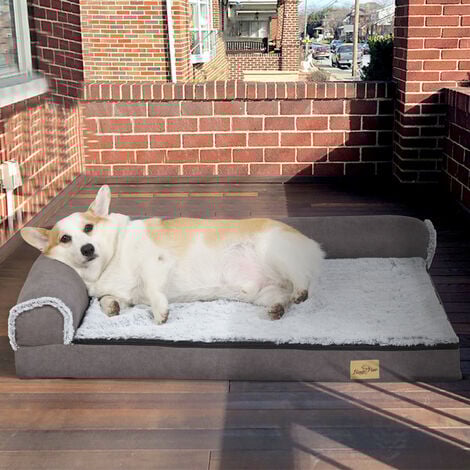 Hundebett groß Hunde, orthopädisches waschbares Hundebett, L-Form Hundesofa Hundekissen L 100x75x20cm