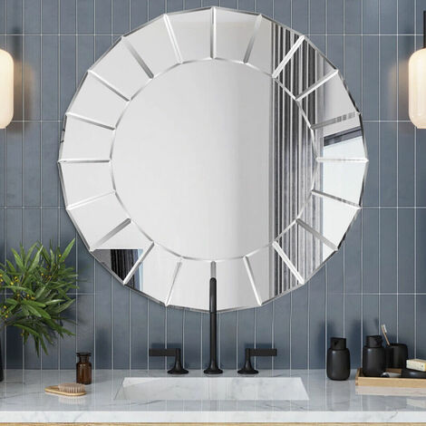 Runder Spiegel Wandspiegel 80x80cm, Modern Wandspiegel Flurspiegel  Badspiegel Dekospiegel Hängespiegel