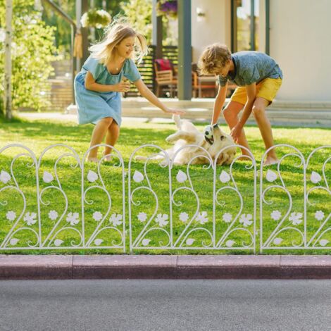 Gartenzaun aus Eisen, 5er Set Zaunstecksystem, Beetzaun Teichzaun