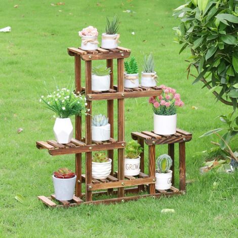 Produktbild von Unho Pflanzenregal Aus Kiefernholz - 6 Etagen, 60x61cm Für Balkon & Wohnzimmer