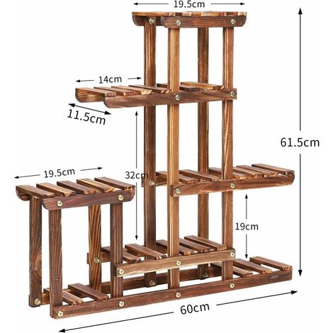 Pflanzenregal Holz, Blumentreppe 6 Ablagen, Blumenregal Pflanzentreppe