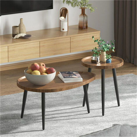 Satztisch 2er Set Holz Couchtisch Beistelltisch Wohnzimmertisch Sofatisch Kaffeetisch