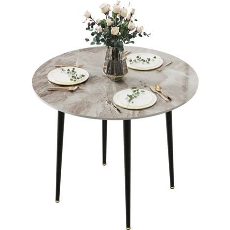 Esstisch Rund 80 cm Marmor Esszimmertisch Küchentisch Restaurant Tisch, Grau Marmor Optik Tisch