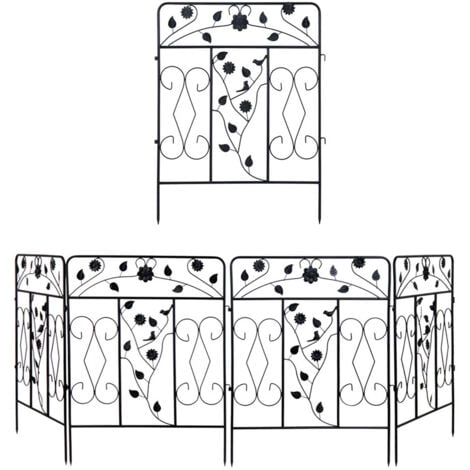 Gartenzaun Metall 5 Zaunelemente 60 x 80 cm , Beetzaun Set Steckzaun
