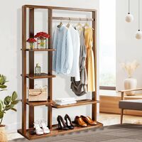 Garderobenständer Kleiderständer Kleiderstange mit 5 Ablagen aus Bambus, Flurgarderobe für Schlafzimmer, Wohnzimmer, Ladengeschäft, 101x41x171cm