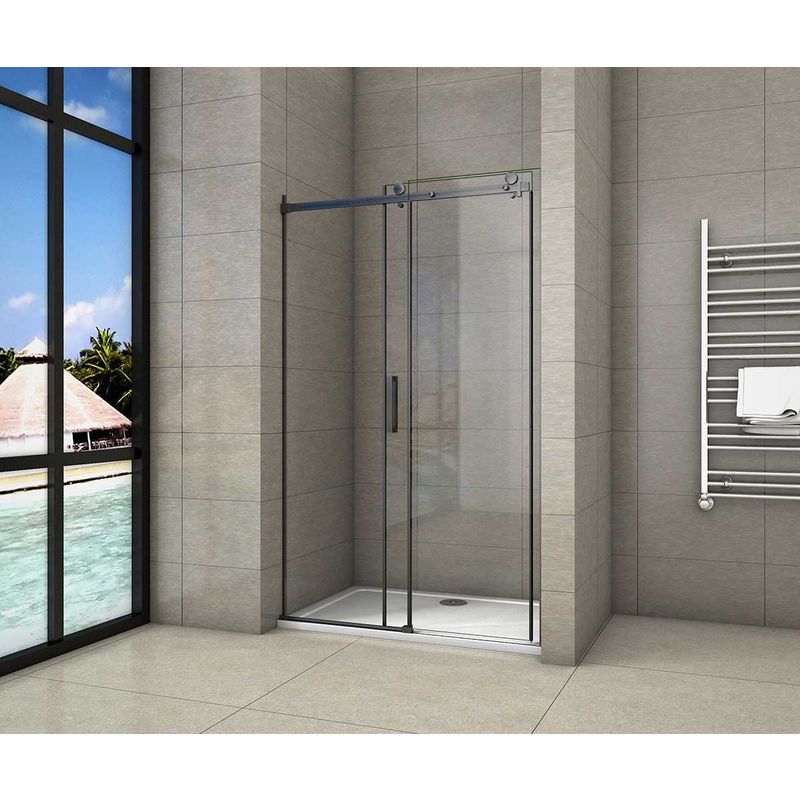 AICA cabine de douche coulissante en 8mm verre trempé anticalcaire, porte  de douche 120cm avec paroi latérale 70cm Hauteur de 195cm