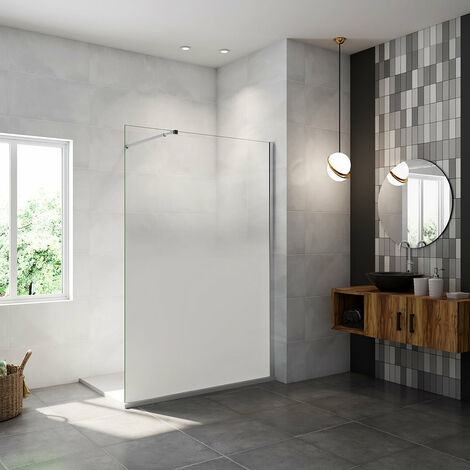 AICA paroi de douche à l'italienne 140x200cm Modèle Brume  avec barre de stabilisation 73-120cm en carré Paroi latérale fixe en 8mm verre de sécurité