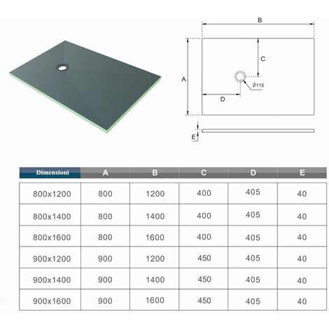 Aica receveur de douche estra plat rectangulaire bac à douche, différentes  dimensions disponibles, re