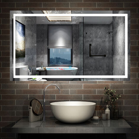 AICA sanitaire LED miroir lumineux 3 couleurs 80x60cm + anti-buée + dimmable + mémoire + tactile miroir salle de bain