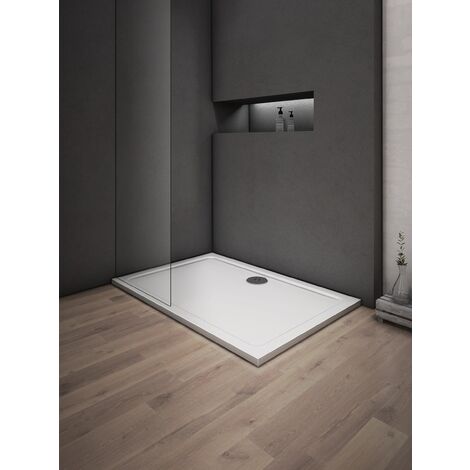 Aica Sanitaire – Receveur de douche extra plat 150x80cm – Résine minérale – Surface antidérapante – Design moderne et minimaliste – Épaisseur 3cm (1/2)