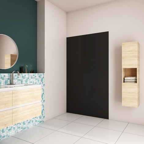 AICA Panneau mural de douche noir 120x210cm Panneaux muraux salle de bain habillage mural aluminium