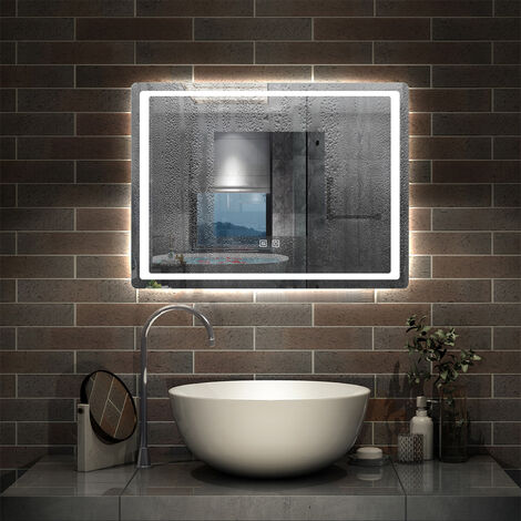 Miroir de salle de bain anti-buée 80x60cm miroir de salle de bain