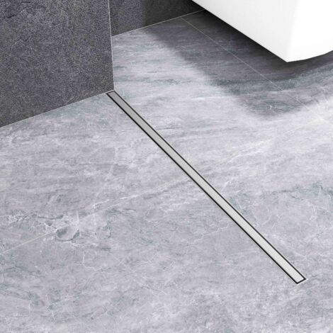 AICA Caniveau de douche à l'italienne 360° en acier inoxydable, panneau étroit avec désodorisant et filtre à cheveux, tuyau de douche à siphon, longueur 600mm