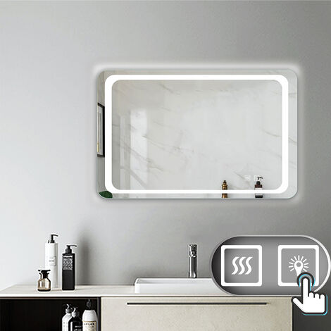 Miroir salle de bain 100x60cm anti-buée Mural Lumière Illumination avec éclairage LED (1/5)
