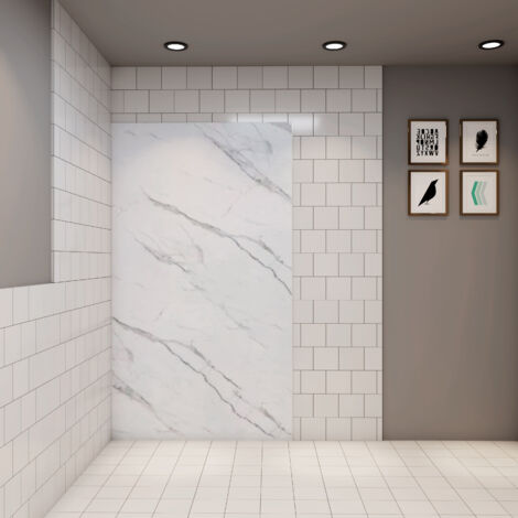 AICA panneau mural de douche L.80 x H.210 cm effet marbre en aluminium,Hydrofuge et Imputrescible