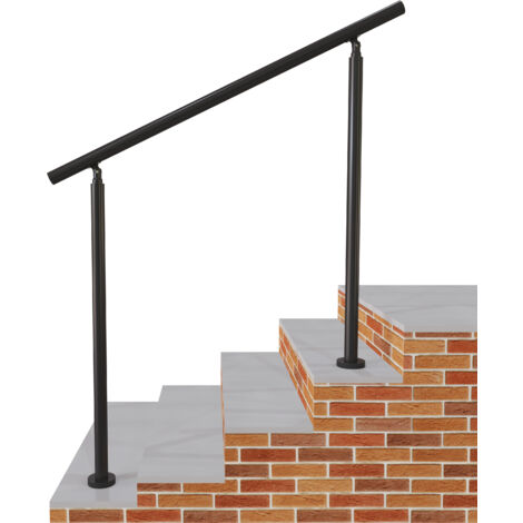 Garde-corps 120cm noir, 1 main courante, sans traverses, inox 201, intérieur et extérieur, design moderne - kit complet