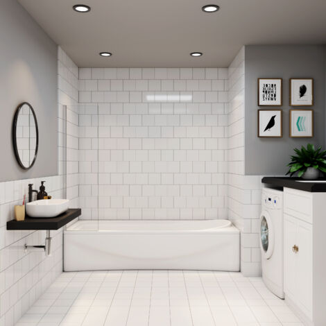 Aica Sanitaire – Pare-baignoire 40x130cm – Profilé aluminium chromé brillant – Verre transparent anticalcaire – Montage réversible