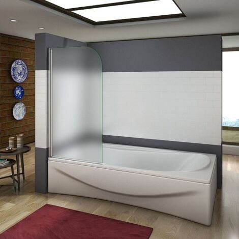 Aica Sanitaire – Pare-baignoire dépoli 80x140cm – Verre trempé 5mm – Pivotant 180° – Surface antidérapante – Pour salle de bain moderne (1/5)