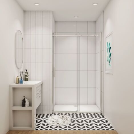 Porte de douche coulissante 160x195cm installation en niche (1/5)