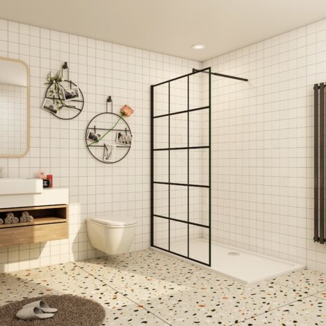 Paroi de douche à l'italienne industrielle 100x200cm livré une barre de fixation extensible en cylindrique (1/4)