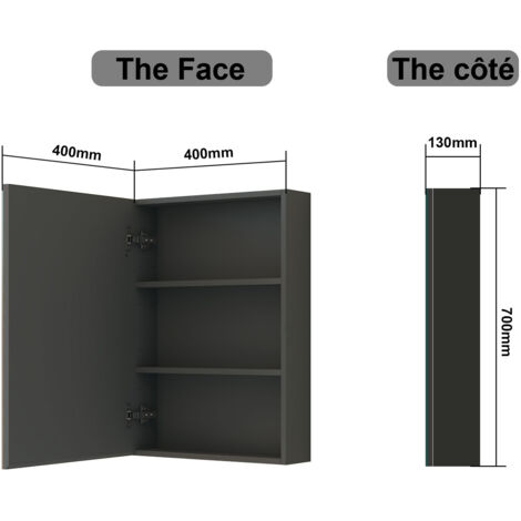 VOWNER Armoire Miroir de Salle de Bain, Armoire de Toilette avec Anti-buée, LED Blanc Froid