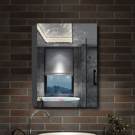 AICA Armoire murale de salle de bain, 70x60x13 cm, 3 Niveaux placard de rangement ( 2 Étagères ), Armoire de toilette, MDF sans LED, Anthracite