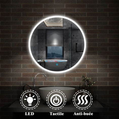 Miroir salle de bain anti-buée rond Mural Lumière Illumination mini avec  éclairage LED
