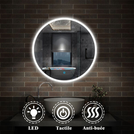 Miroir salle de bain rond diamètre:80cm anti-buée