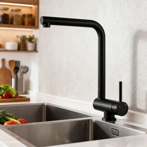 AICA Robinet de Cuisine Noir Pliable Rotatif à 360°, en Acier Inoxydable 304 Résistant à la Haute Pression (1/5)