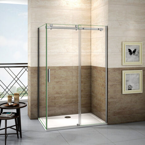 120x80x195cm porte de douche coulissante avec un receveur correspondant à la dimension de la cabine de douche (1/5)