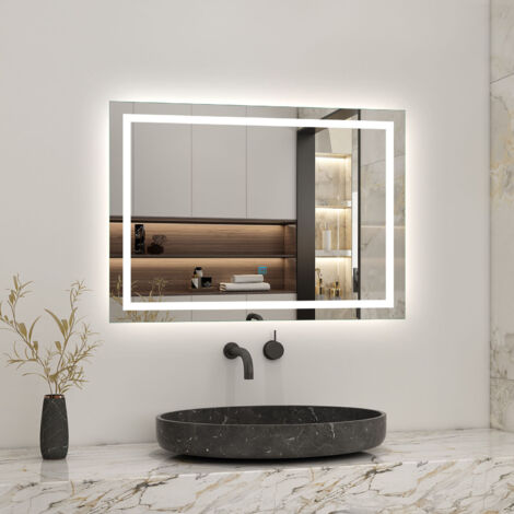 Biubiubath – Miroir lumineux de salle de bain 70 x 50 cm – Éclairage LED anti-buée – IP44 – Interrupteur tactile – Montage vertical/horizontal (1/5)