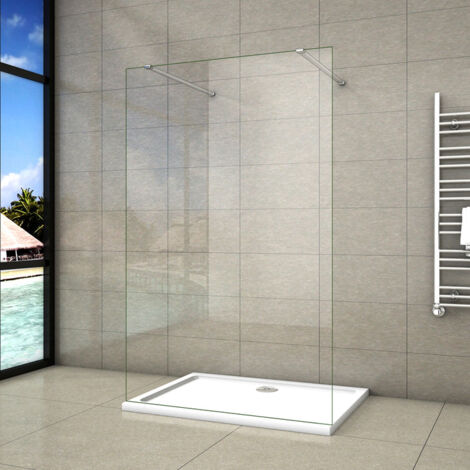 AICA paroi de douche 117.7x200cm l'ouverture des deux côtés douche à l'italienne avec 2 barres de fixation en 90cm (1/5)