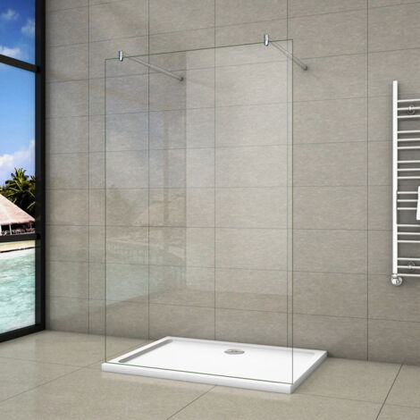 AICA paroi de douche 97.7x200cm l'ouverture des deux côtés  douche à l'italienne avec 2 barres extensibles ronds (1/5)