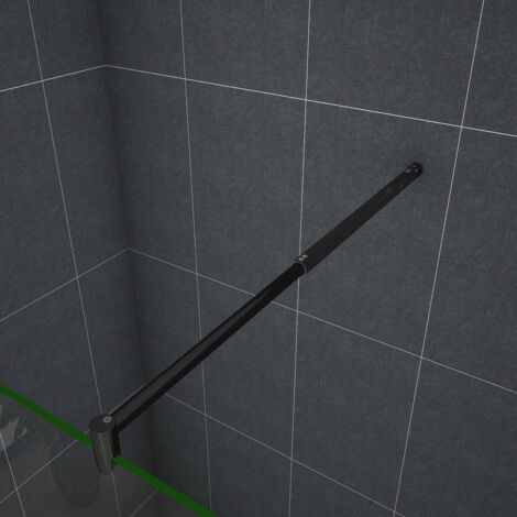 Aica Sanitaire – Barre de douche extensible 70-120 cm – Aluminium noir mat – Compatible verres 6-10 mm – Installation facile contre mur ou angle