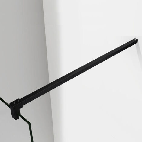 Aica Sanitaire – Barre de stabilisation 90 cm en aluminium noir mat – Épaisseur de verre 6 à 10 mm – Installation murale rapide et sécurisée