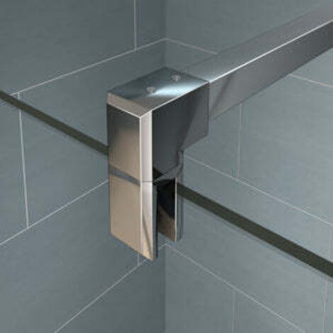 Aica Sanitaire – Barre de stabilisation carrée 140 cm – Aluminium avec finition chromée – Installation murale pour verre 6-10 mm – Accessoire sécurité paroi