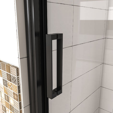 AICA porte de douche noir mat 100x195cm porte de douche avec l'amortisseur porte coulissante en 8mm verre anticalcaire