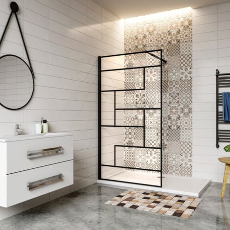 main image of "paroi de douche 140x200cm paroi de douche à l'italienne en 8mm verre anticalcaire style moderne"
