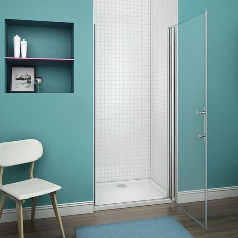 70x187cm Porte pivotante porte de douche paroi de douche en niche verre anticalcaire