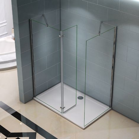 Paroi de douche 1200x1000x8mm AICA Sanitaire paroi de douche italienne  verre anticalcaire différentes dimensions avec barre fixation extensible